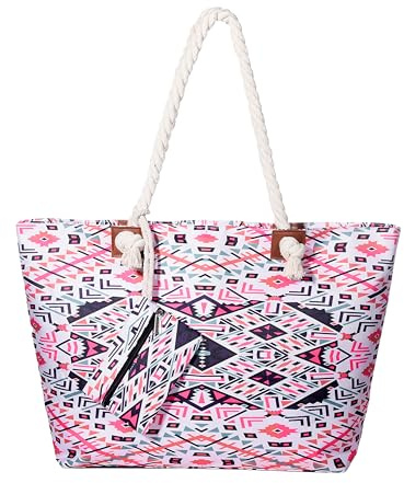 DonDon Grand sac de plage hydrofuge avec fermeture à glissière Sac shopping à bandoulière Kaléidoscope