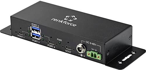 Renkforce RF-4679566 USB-Hub 2+2 Port USB-A, USB-C® USB 3.0 5 GBit/s Metallgehäuse, zur Wandmontage Schwarz RF-4679566