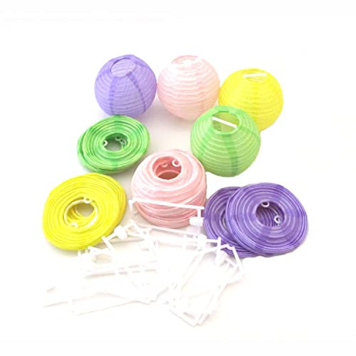 IKu 20 Lampions 6-7 cm bunt mit Halter Ersatz Lampions Aussen oder Innen für Lichterkette