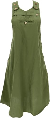 GURU SHOP Gonna salopette, abito con bretelle, gonna hippie, donna, verde oliva, 42
