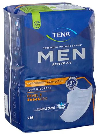 TENA MEN Level 3 - Standard (Basis-Variante) - 16 Stück, Inkontinenzeinlage für Männer