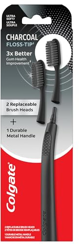 Colgate Keep Charcoal Replaceable Head Toothbrush Starter Kit, 2 Brush Heads