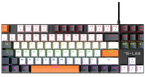 The G-Lab - Keyz Mercury Colors - Clavier Mécanique TKL 87 Touches Orange, Blanc Et Noir, Mécanique Filaire USB, Rétroéclairage LED RGB- Clavier Gamer Compact PC/PS5/XBOX - New 2024