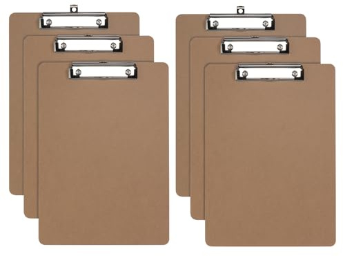 Oxford Brown Clipboards, Metal Clip with Plastic Corners, Writing Surface with Hanging Loop, Brown, 12.5 x 9, 6 Pack (25401)