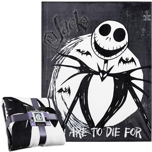 Disney The Nightmare Before Christmas Flauschige Fleecedecke, 150 x 130 cm (Schwarz/Weiß)