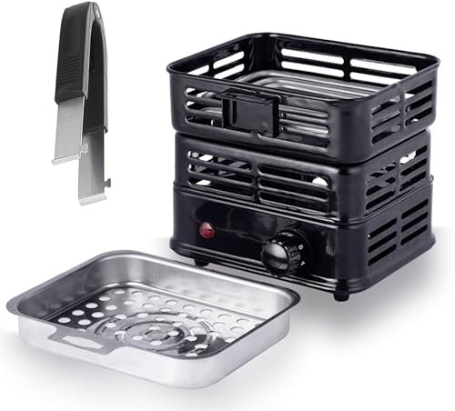 Wimdoyily 3D Multipurpose Turbo Electric Coal Burner, 2 Heating Zones, 1000W High Power Cube Coil, Stainless Detachable Tongs