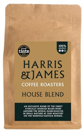 Harris & James House Blend Roasted Coffee Beans 227g, Ideal for Bean to Cup Machine or Filter Coffee Machine, Light Acidity, Medium Body & Well Balanced From 100% Arabica (Medium Roast)