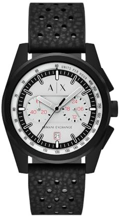 Armani Exchange Watch for Men, Quartz Chronograph Movement and 42mm Case Size with Silicone Strap, Matte Black