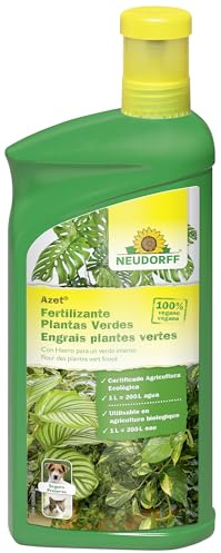 Neudorff Azet Fertilizante Plantas Verdes – Abono líquido 100% vegano para un crecimiento rápido y hojas de color verde intenso de todas las plantas verdes y palmeras, 1 Liter