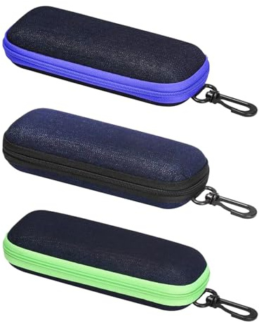 Feirdhoo 3 Pcs Custodia Occhiali con Cerniera, Rigida Porta Occhiali Borsa Leggera per Uomo e Donna, Slim Custodia Fodero da Collo, per Quotidiano ai Viaggio Adatta o Utilizzabile Occhiali-Sole