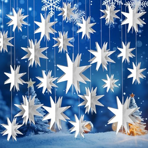 Kiiwah 12 Pezzi Fiocchi di Neve per Albero di Natale, Carta 3D a Forma di Fiocco di Neve, Appendere a Forma di Fiocco di Neve per Il Paese Delle Meraviglie Invernali, Decorazioni per Feste
