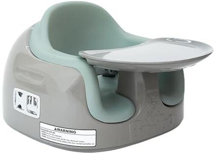 Bumbo 3-in-1 Baby and Toddler Multi Seat for Babies 6 to 36 Months, Breige/Agave - Floor Seating, High Chair, or Booster with Adjustable Height and Removable Tray
