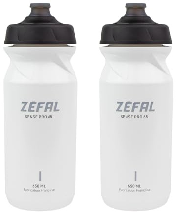 ZEFAL Sense Pro 65 x 2 Borraccia Bici Sport - Due Borracce Bici da Corsa MTB Gravel 650 ML - Borraccia Ciclismo - Premium e a Tenuta Stagna - Bianco, 2 x 650ml