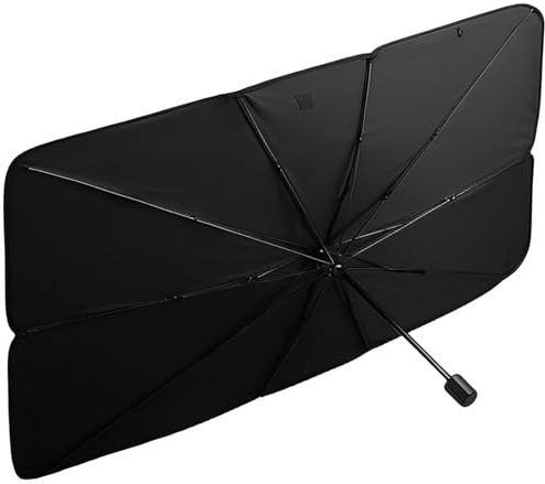 Parasol Plegable Tipo Paraguas para Coche – Protector Solar UV para Parabrisas Delantero y Trasero, Bloquea Calor Extremo, Compatible con Sedanes, SUV y Camionetas – Accesorio de Verano para Auto (M)