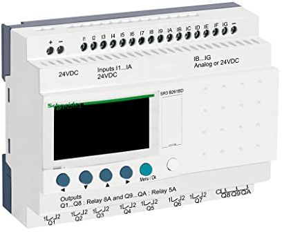 Schneider Electric modular smart relay, Zelio Logic SR2 SR3, 26 IO, 24V DC, clock, display, 10 relay outputs