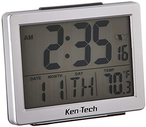 Sonnet Ken-Tech T-4652 Atomic Radio Controlled LCD A larm Clock, 1.5-Inch, Black Blue Light