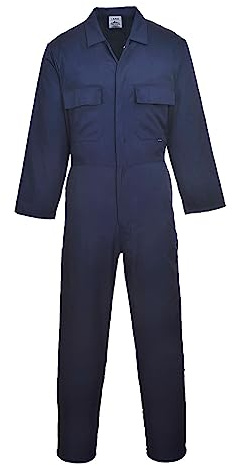 Portwest S999 Euro Overall Tryckknappar Fram 6 Fickor Lättvikt 2 Sidofickor | Marinblå, S, UPF 40+, Polyester, Polybomull, Elastisk Midja, Sido- och Ryggfickor, Tumstocksficka, Hållbar, 2 Bröstfickor