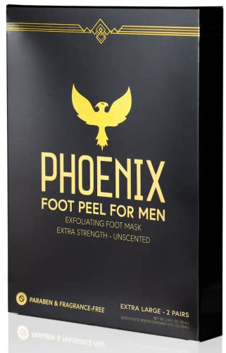 (Pack of 2) Phoenix Foot Peel for Men - Extra Large - Extra Strength - Exfoliating Dry Feet Treatment - Callus Remover - Unscented - Paraben and Fragrance Free