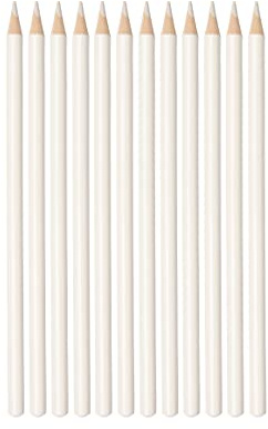 Realm Tailors Chalk Pencils, Dressmaking Dressmakers Chalk Pencil for Marking Fabric, Pack of 12, 4 Colours (White)