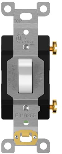 ENERLITES 20 Amp Heavy Duty Toggle Light Switch, Single Pole, 20A 120/277V, Grounding Screw, Commercial Grade, UL Listed, 81201-W, White