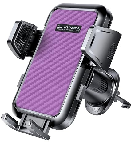 Biltelefonhållare montering för luftventil, [Skaka aldrig krokklämma] 360° justerbar ventilklämma, kompatibel med stora telefoner, tjocka fodral, telefonhållare för din bil – passar iPhone, Samsung