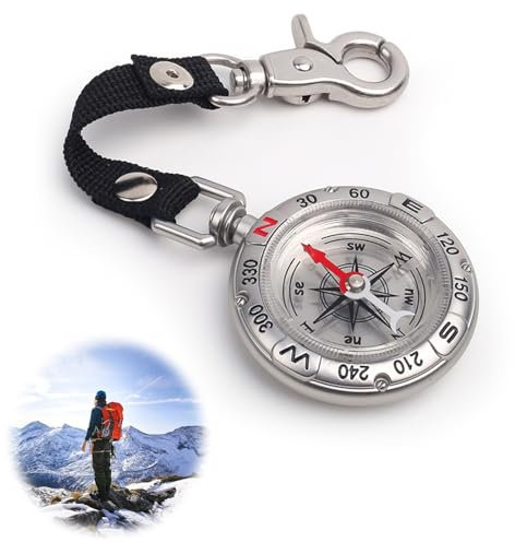 Tragbarer Kompass Schlüsselanhänger - Mini-Taschenkompass Wasserdicht Vintage Outdoor aus Zinklegierung für Werkzeuge Navigation im Freien