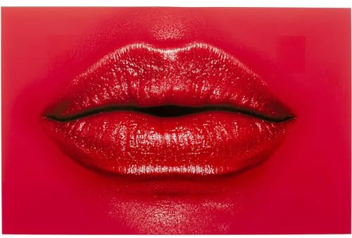 Kare WTD - Cuadro de pared (vidrio templado de 4 mm, diseño moderno, 120 x 80 cm), diseño de labios rojos, color rojo