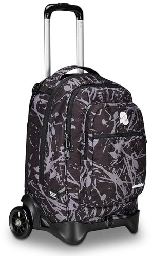 Invicta Plug Fantasy Schultrolley, Schulranzen, Schwarz, Mehrzweck-Rucksack, Doppelfach mit abnehmbarem Wagen, PC-Tasche, Trinkflasche und Tasche mit Organizer, mittelgroße Trolley, Reisen, Jungen