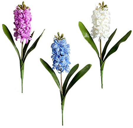 Xnferty 1/2/3ST Hyacint Konstgjorda Blommor, 16,5 IN Lång Stjälk Sidenhyacintblomma 3D Hyacint Narciss Plast Falska Blomma Spring Bush Druva Hyacint Bunt Blomsterarrangemang för(3 st Vit)