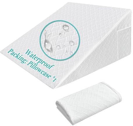 NEPPT Housse de coussin triangulaire inclinée pour lit - 63,5 x 61 x 30,5 cm - Imperméable - Avec fermeture éclair et poche (blanc)