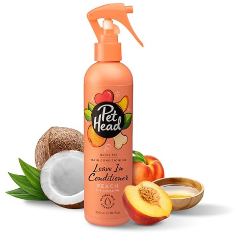 Pet Head Quick Fix Leave-in Spray Démêlant pour Chien | Parfum Pêche | Répare, Démêle et Adoucit la Fourrure | Adapté au Toilettage sur Poils Humides ou Secs | sans Rinçage | 300ml