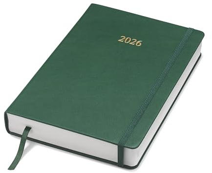 Wykeham's Executive 2026 Tagesbuch Journal – Eine Seite pro Tag – Mit deutschen Feiertagen – Mit Personalisierung erhältlich (Racinggrün, A5)