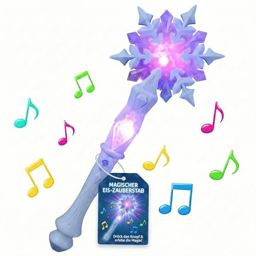 BESPORTBLE Bacchetta magica regalo per bambini con luce, musica e fiocchi di neve – bacchetta luminosa per ragazze 3-10 anni, bacchetta magica principessa per compleanno, cosplay e feste