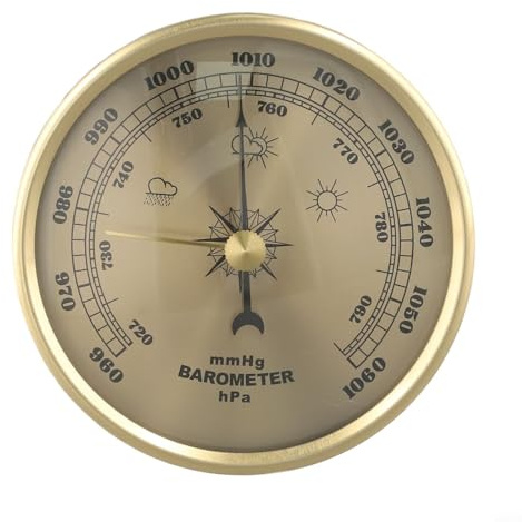 HpLive Station météo précise Baromètre avec thermomètre et hygromètre Boîtier en métal Montage mural Diamètre 90 mm