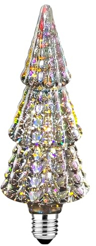 Bombilla Edison Vintage E27, E27 LED Vintage carcasa de vidrio de efecto fuegos artificiales 3D 3W bombillas retro LED decoradas, muy adecuadas para salas de estar, restaurantes, Navidad-Colorido(S85）