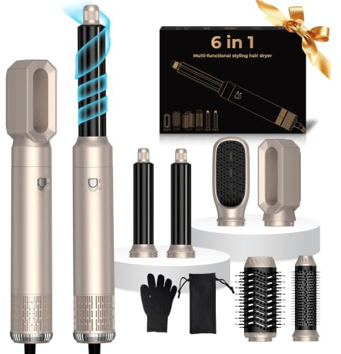 UKLISS Hairstyler 6 in 1 Asciugacapelli Spazzole per Asciugacapelli - Oro