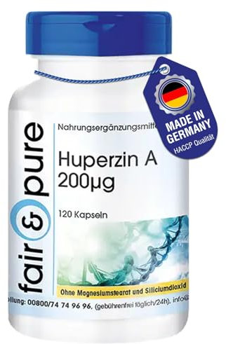 Fair & Pure® - Huperzina A 200µg - Licopodio (Huperzia Serrata) - Vegana - 100% - 120 Cápsulas
