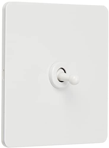 Schneider Electric Ultimate Screwless Flat Plate - Single Toggle 2 Way Light Switch, 10AX, GU1412TPW, Painted White