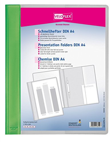 Veloflex 4741041 – Rápido grapadora velo Forma A4 de PVC con cubierta delantera transparente, color verde claro
