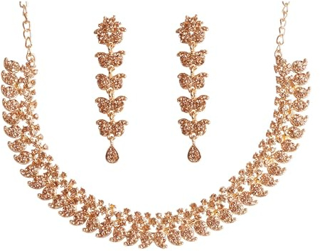 Touchstone Hollywood glamour vita kristaller paisley motiv stort smycke halsband i antik ton för kvinnor, Legeringsmetall, rostfritt stål, Strass Citrin