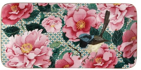 Maxwell & Williams HV0174 - Plato cuadrado (25 x 12 cm, porcelana lisa, en caja de regalo), diseño de flores, color azul