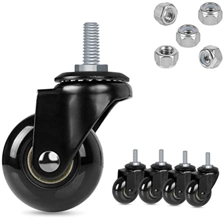 Hirate 2 Office Chair Casters Wheel with 5/16-18UNC Threaded Stem Heavy Duty Caster Replacement Smooth Rolling for Hardwood Floors, Set of 5 with Nylon Lock Nuts