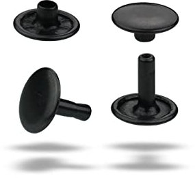 IstaTools Remaches huecos para cuero, doble capuchón de latón, remaches inoxidables, para bolsos o cinturones de tela (10 x 10 mm, negro, 10)