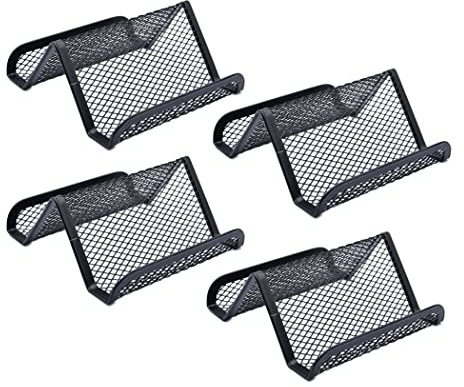 Hoshen Visitkortshållare i metall, visitkortshållare för skrivbord, kontor, visitkortsdisplay, visitkortshållare (svart, 4-pack)