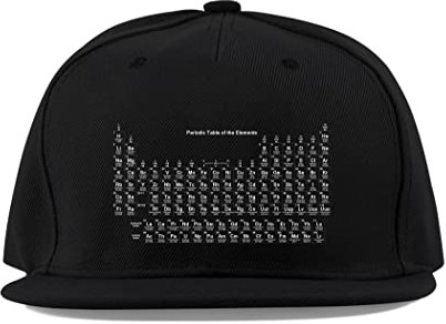Tableau périodique Éléments chimiques Nerd Scientist en coton Visière plate Fullcap Baseball Casquette de camionneur Unisexe Sport Respirant, Noir , taille unique