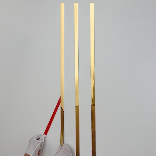 Taaizau Goldmetallisierte Zierleiste mit spiegelähnlicher Oberfläche, Abzieh- und Klebestreifen für Spiegelrahmen, Wand, Kamin und Heimwerkerdekoration (5m x 1cm)