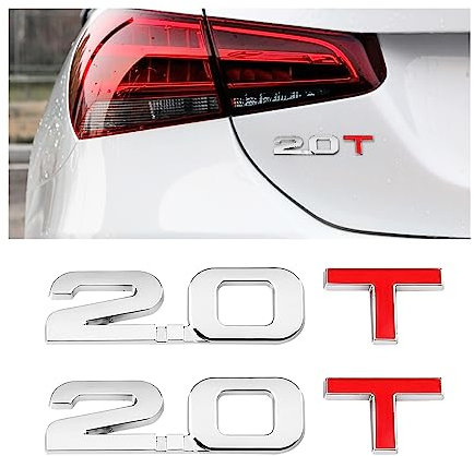 JNNJ Adhesivo De Metal 3D para La Insignia del Emblema del Coche, Etiqueta Engomada Universal, Accesorios Decorativos (2.0T) - 2 Piezas