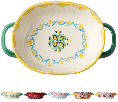 Dowbom Pirofila in ceramica per forno, piccola casseruola per forno, teglia da forno in ceramica (verde, 680 g)