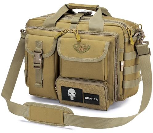 SPAHER Borsa Uomo Porta PC 14/15.6/17 Valigetta Ventiquattrore - Cartella Tattica Lavoro Laptop