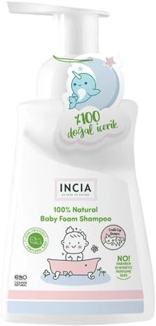 INCIA Natürliches Baby-Shampoo mit Lavendel – Für Kinder und Babys, Ohne Sulfate und Parabene, 350 ml (200ml, Foam)